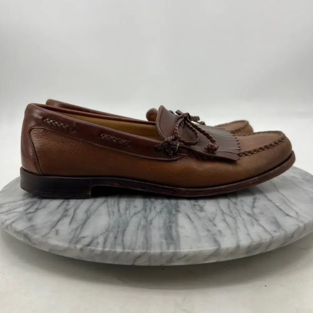 Allen Edmonds Mens 9 Loafers Brown Leather Nottingham Flap Slip On Shoes
